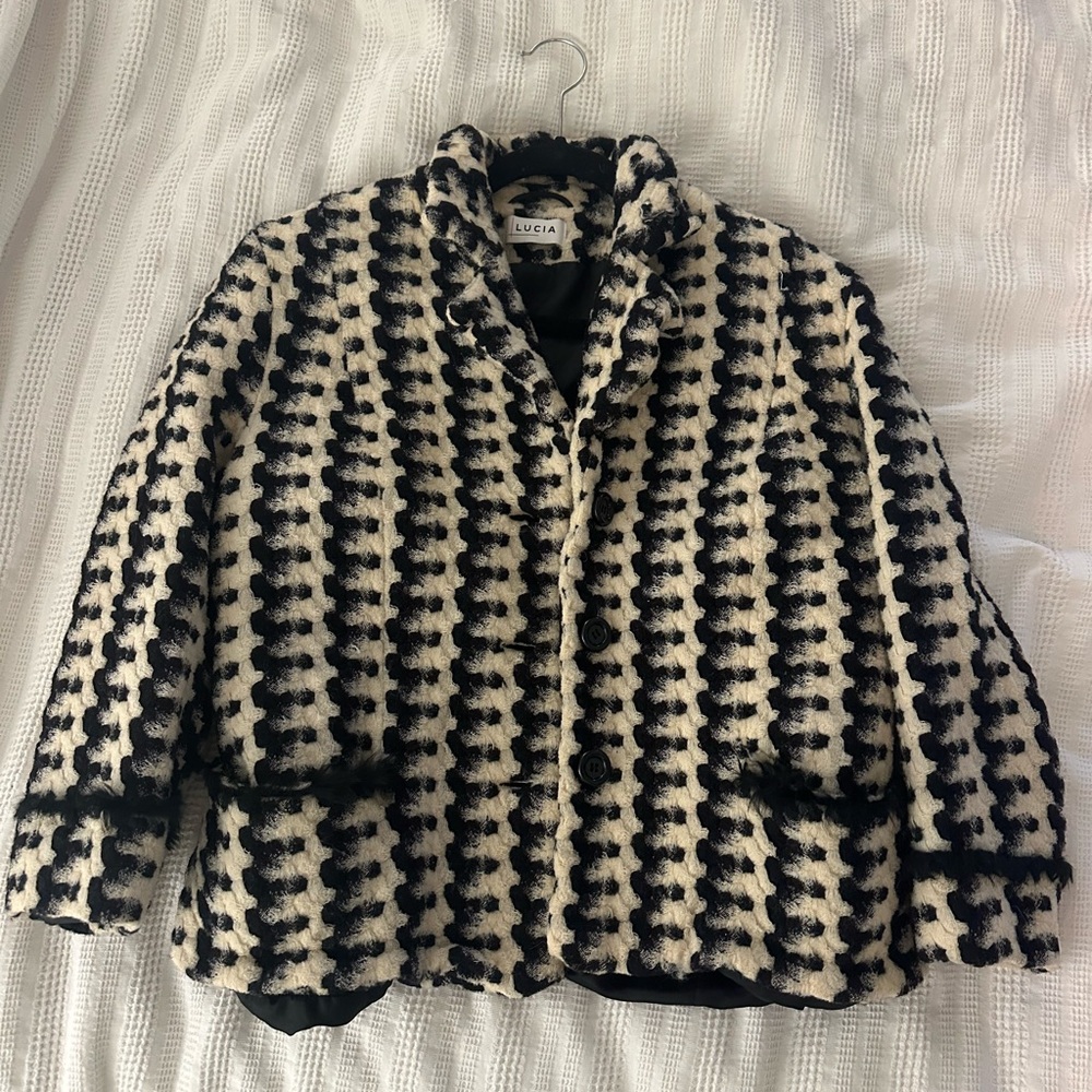 Black and Cream Women's Wool Jacket